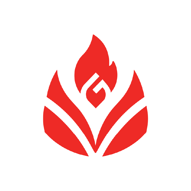 Logo GBS – stilisierte rote Flamme mit Buchstabe G